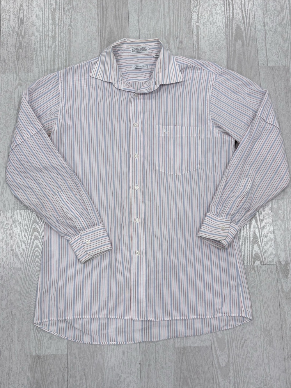 Vintage Christian Dior Striped Long Sleeve Dress Shirt (Multi-Color Stripe)